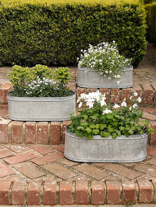 Oval Ribbed Garden Planter